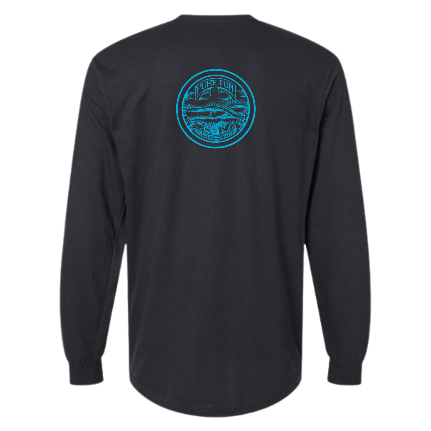 Byzak Surfboards Long Sleeve Tee Shirt- Black w/ Teal Logo
