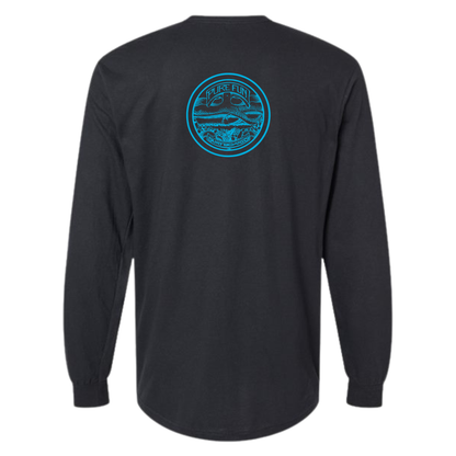 Byzak Surfboards Long Sleeve Tee Shirt- Black w/ Teal Logo