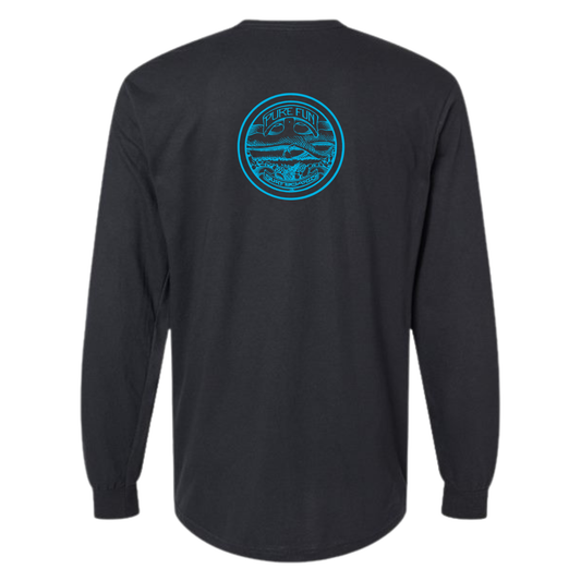Byzak Surfboards Long Sleeve Tee Shirt- Black w/ Teal Logo