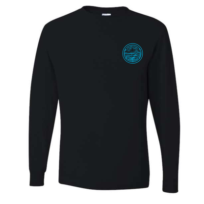 Byzak Surfboards Long Sleeve Tee Shirt- Black w/ Teal Logo