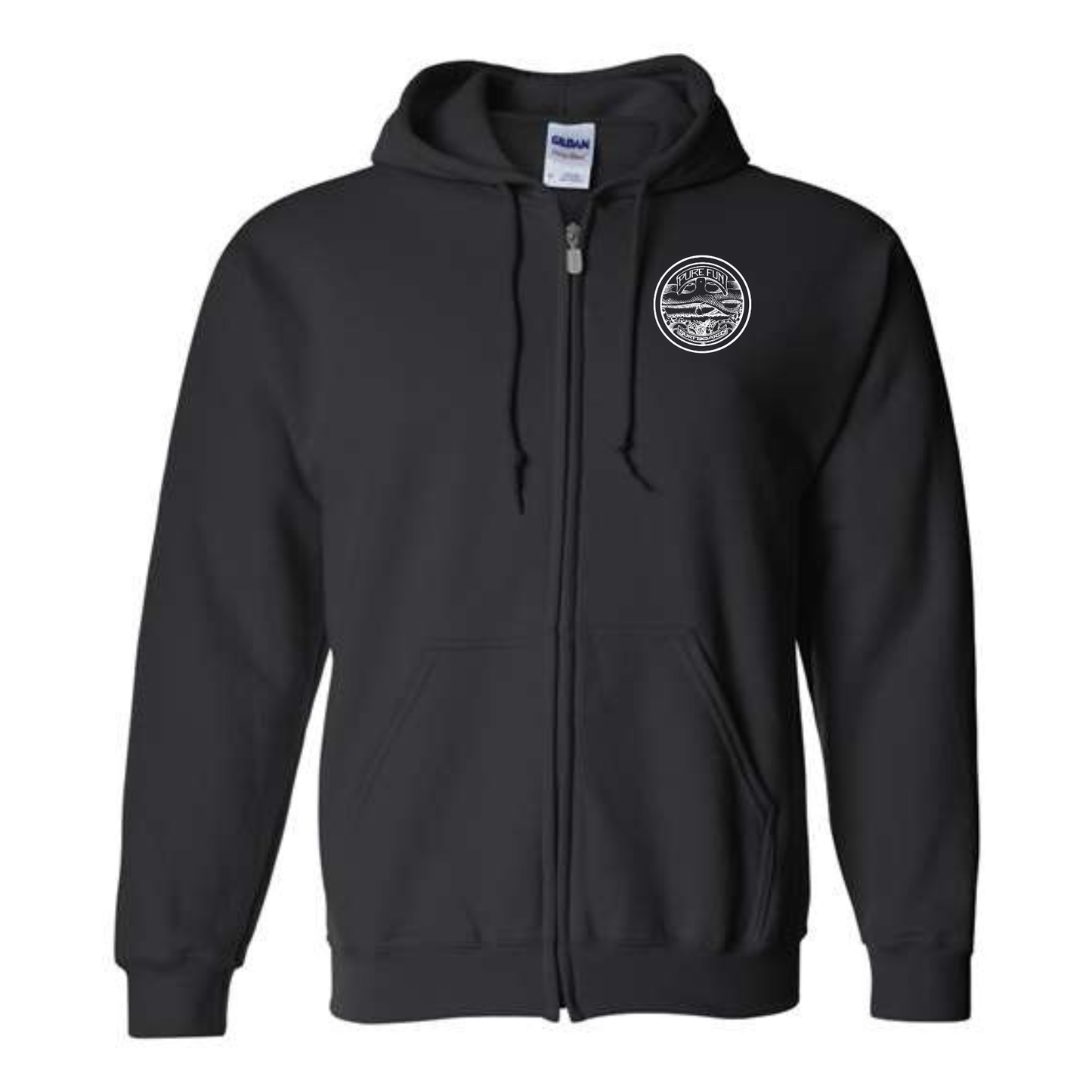Byzak Surfboards Pure Fun Zip Up Hoodie- Black w/White Logo