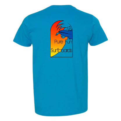 Byzak Surfboards Pure Fun T Shirt - Teal w/Colorful Logo