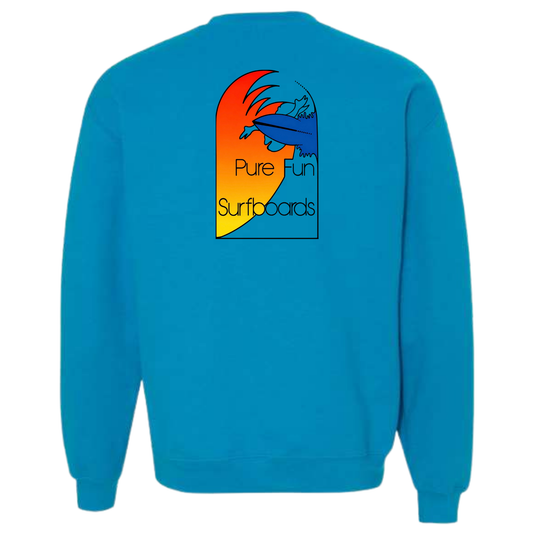 Byzak Surfboards Pure Fun Crewneck Sweatshirt- Teal w/Colorful Logo (Copy)