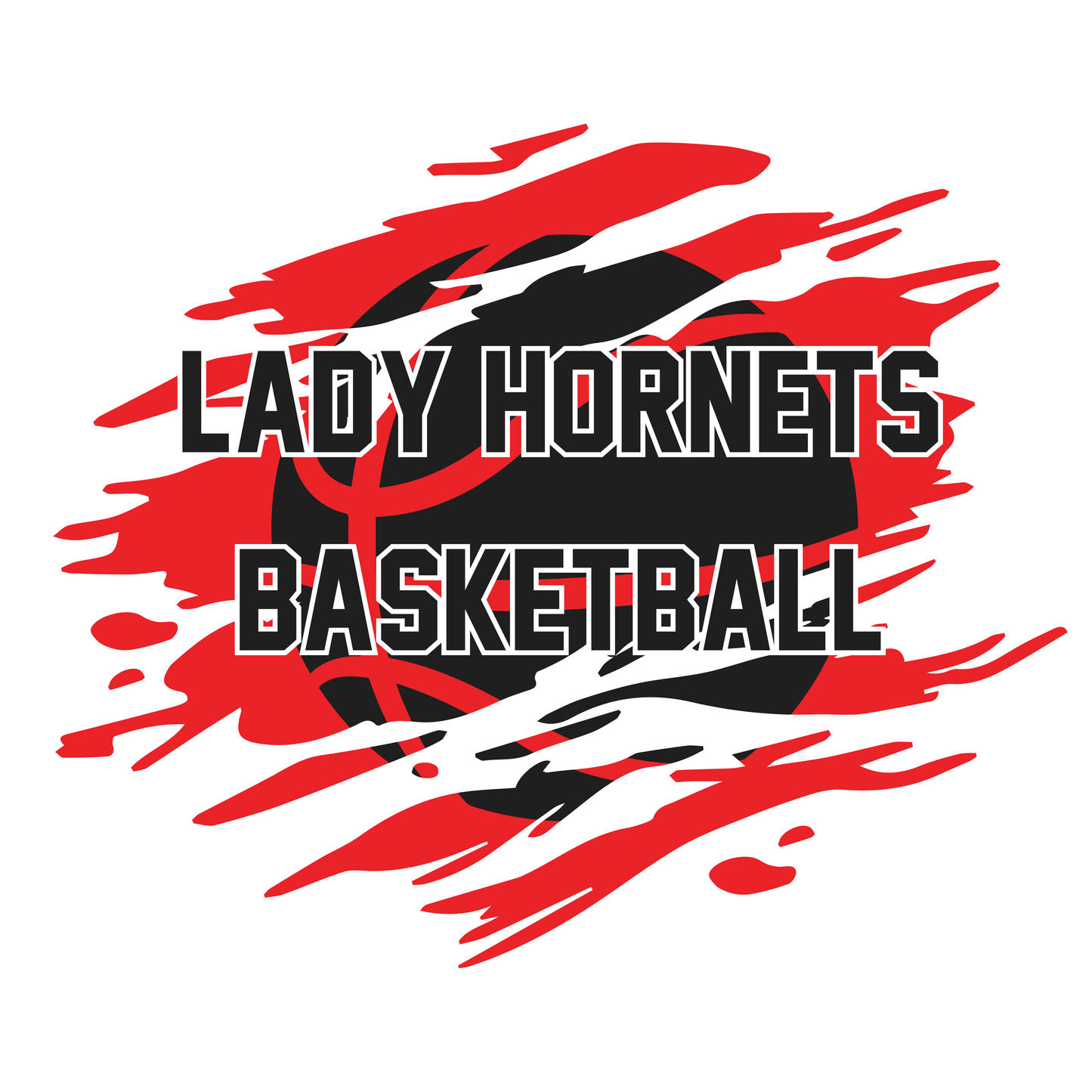 Lady Hornets Basketball Distressed Basketball Tee Shirt