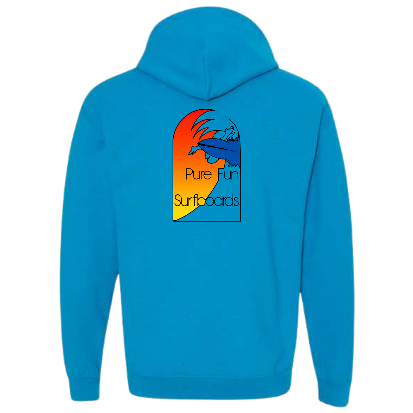 Byzak Surfboards Pure Fun Hoodie- Teal w/ Colorful Logo