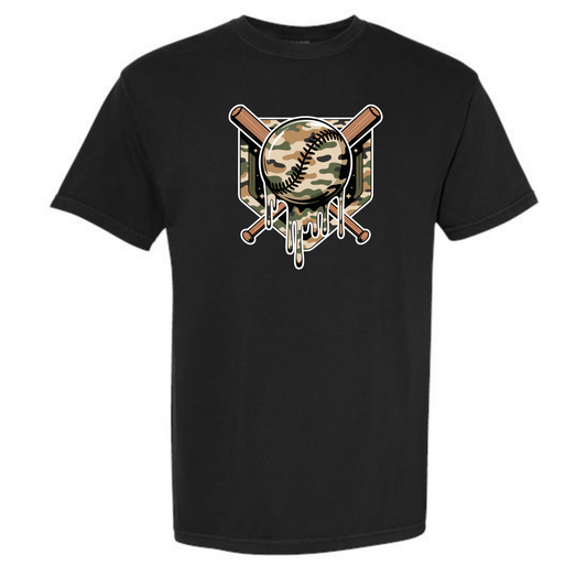 Camo Baseball Drip Tee Shirt