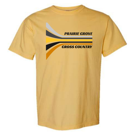 Prairie Grove Cross Country Retro Runner Tee Shirt - Mustard