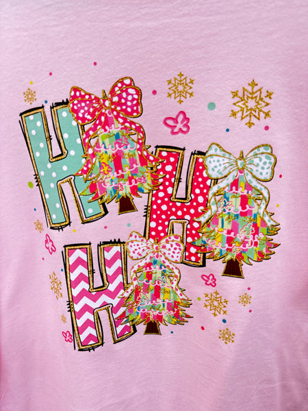 HO HO HO Long Sleeve Christmas Tee Shirt