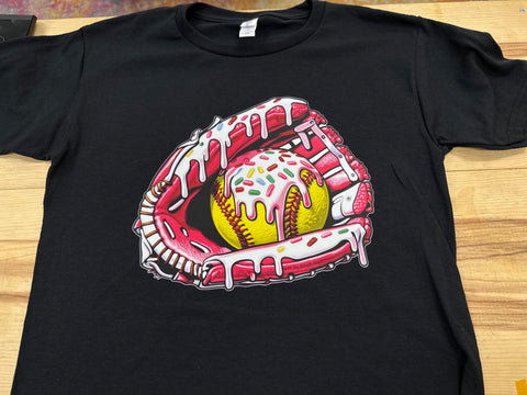 Softball Ice Cream Drip Tee Shirt