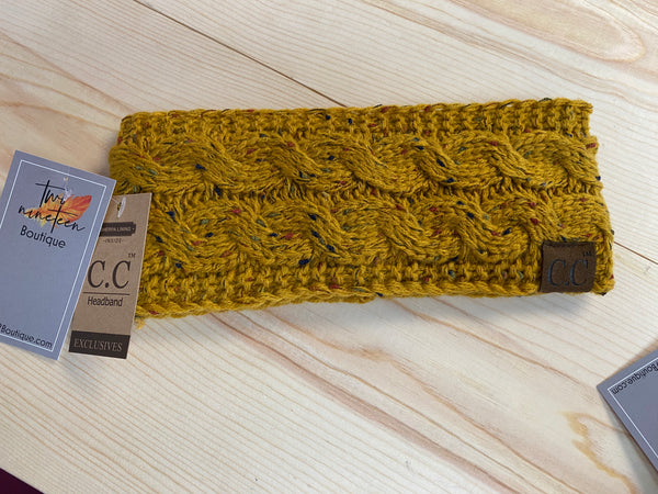 C.C. Confetti Fuzzy Lined Head Wrap - Mustard