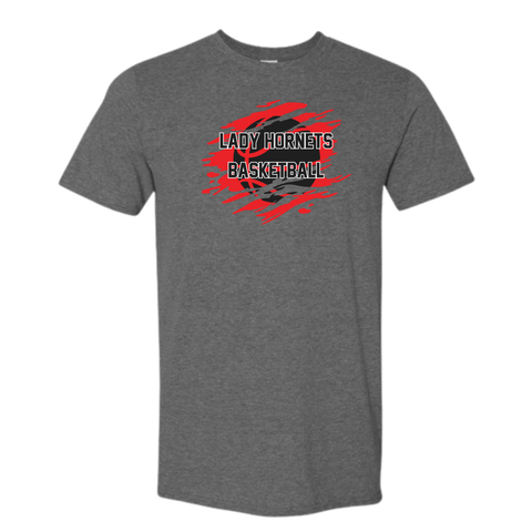 Lady Hornets Basketball Distressed Basketball Tee Shirt