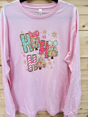 HO HO HO Long Sleeve Christmas Tee Shirt
