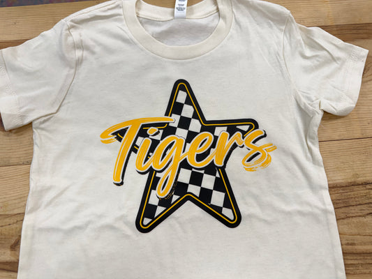 Tigers Checkered Star Shirt, Sweatshirt or Hoodie - Cream