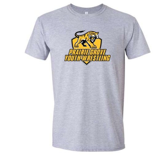 Prairie Grove Youth Wrestling T Shirt with Classic Logo