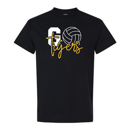 Tigers Volleyball Go Tee Shirt, Crewneck Sweatshirt or Hoodie - Black