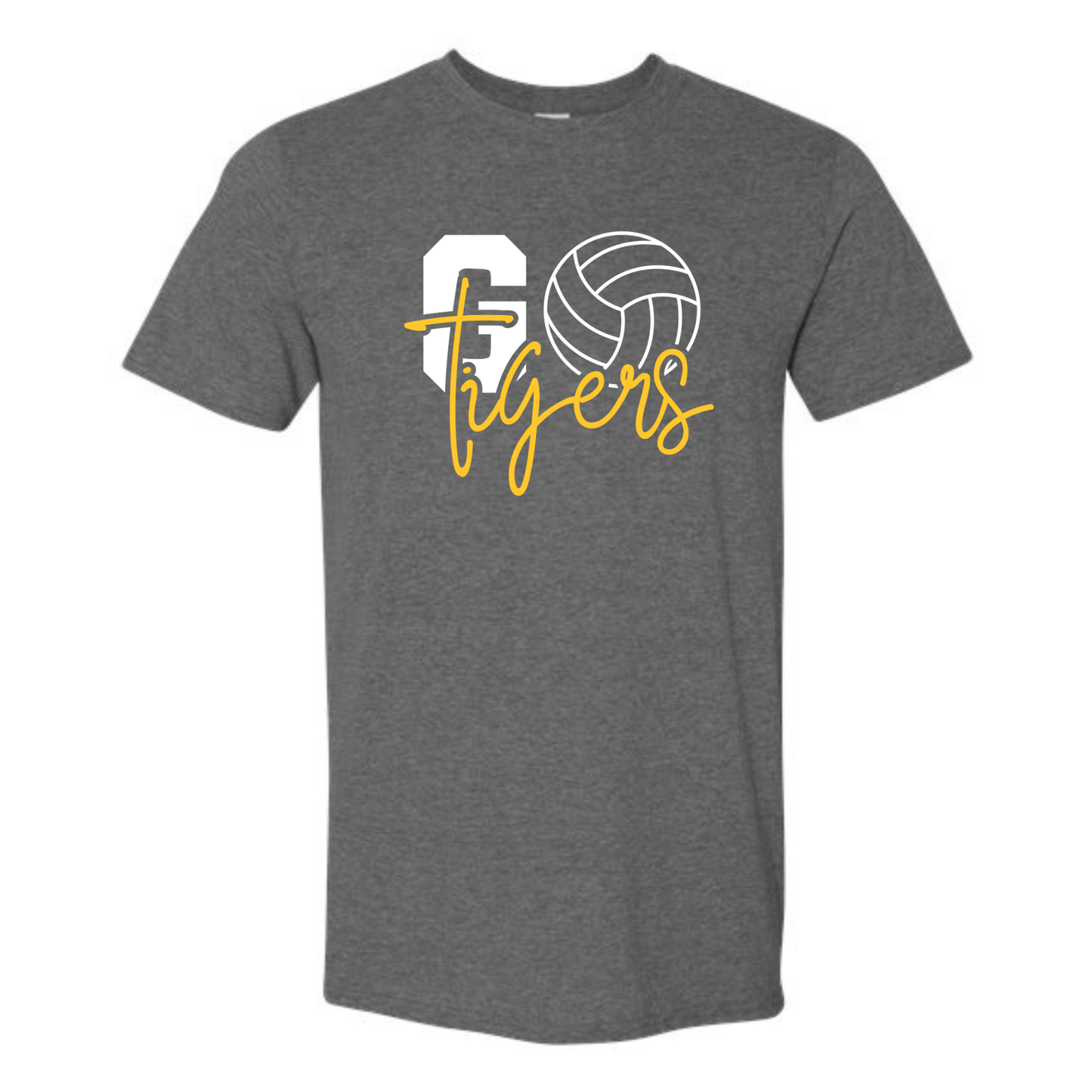Tigers Volleyball Go Tee Shirt, Crewneck Sweatshirt or Hoodie - Dark grey