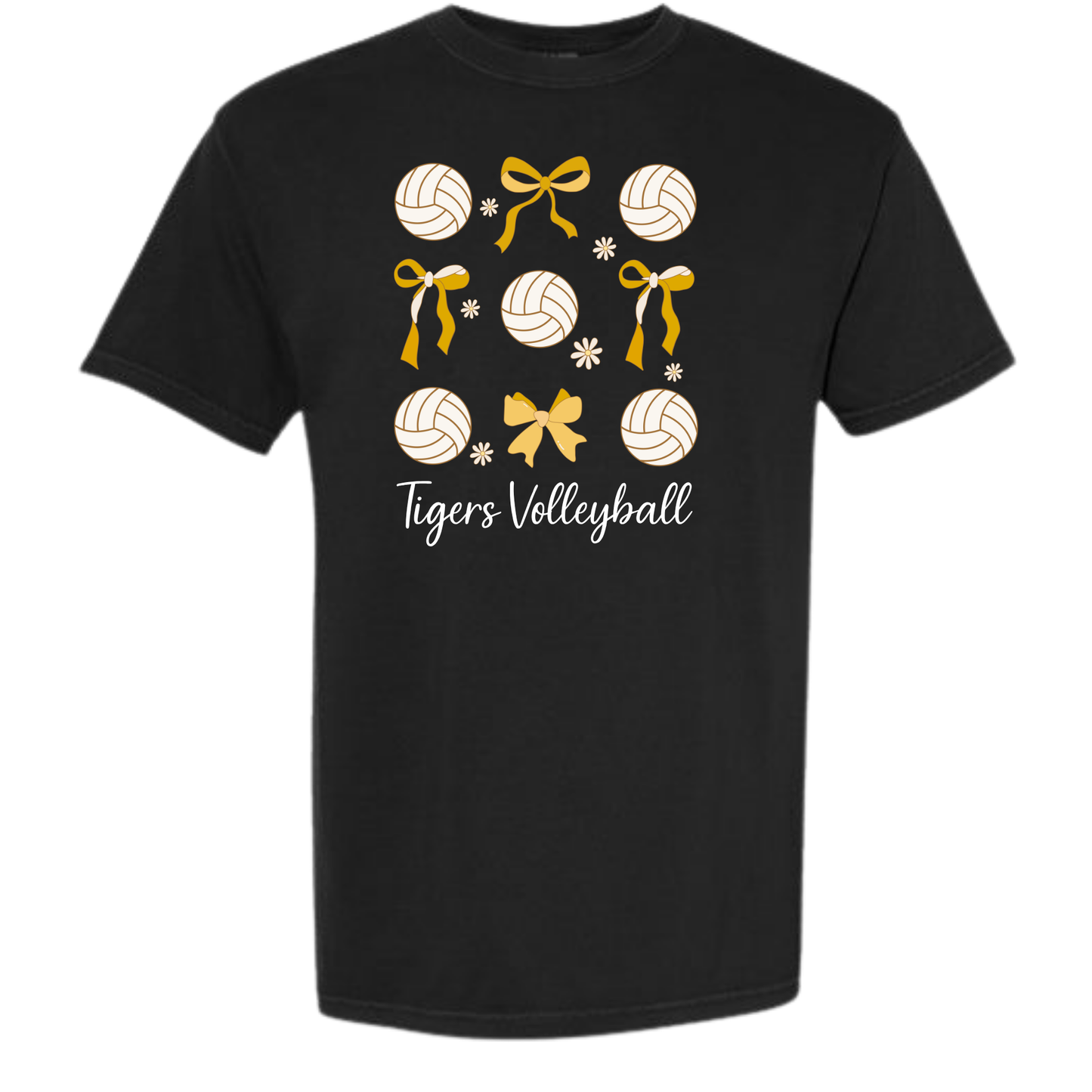 Tigers Volleyball Coquette Tee Shirt, Crewneck Sweatshirt or Hoodie - Black