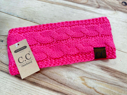 C.C. Confetti Fuzzy Lined Head Wrap - Hot Pink