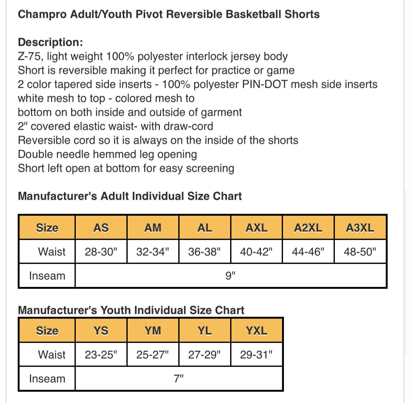 Hornets Uniform Shorts (Boys Team)