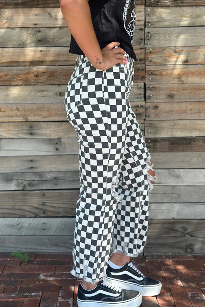 Round the Track Checkered Jeans
