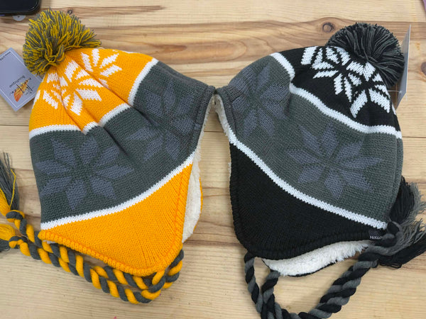 Fuzzy Lined Trapper Style Beanie - Black or Gold