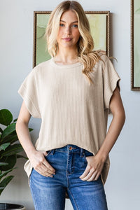 Lucky Lady Round Neck Dolman Top - Light Taupe