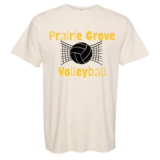 Prairie Grove Volleyball In the Net Tee Shirt, Crewneck Sweatshirt or Hoodie - Cream