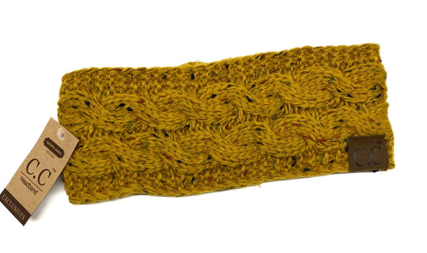 C.C. Confetti Fuzzy Lined Head Wrap - Mustard